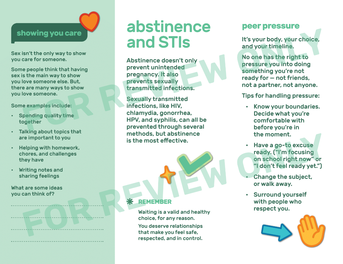 Abstinence Pamphlet | Folleto sobre Abstinencia