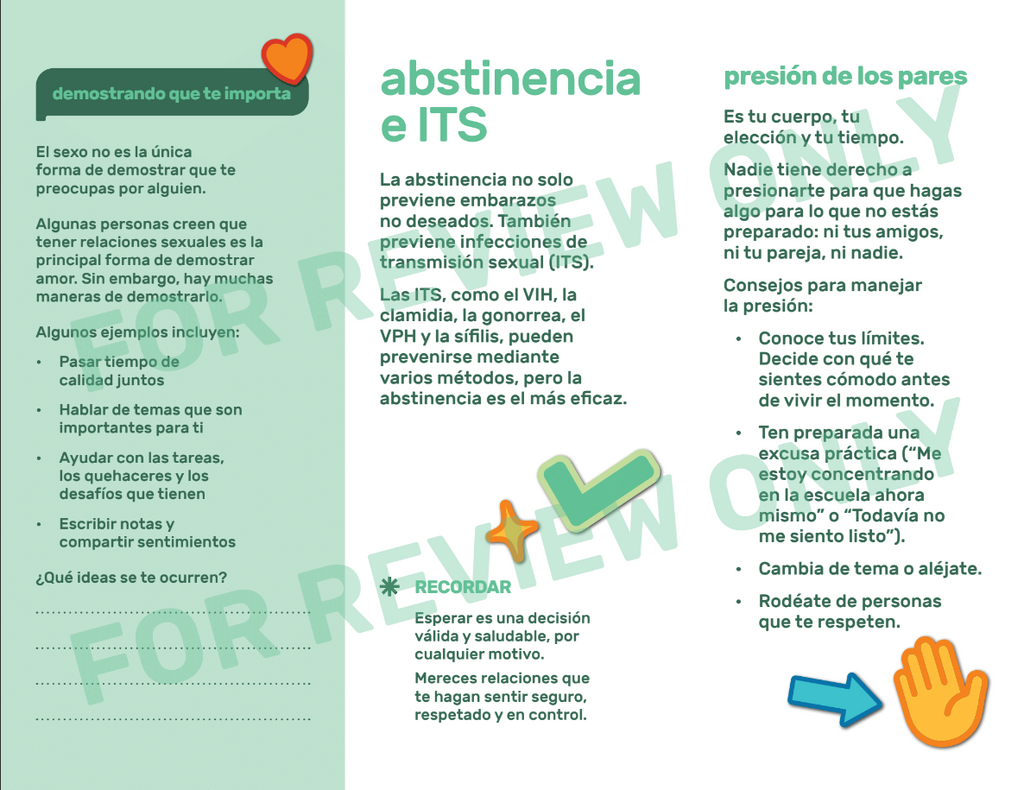 Abstinence Pamphlet | Folleto sobre Abstinencia