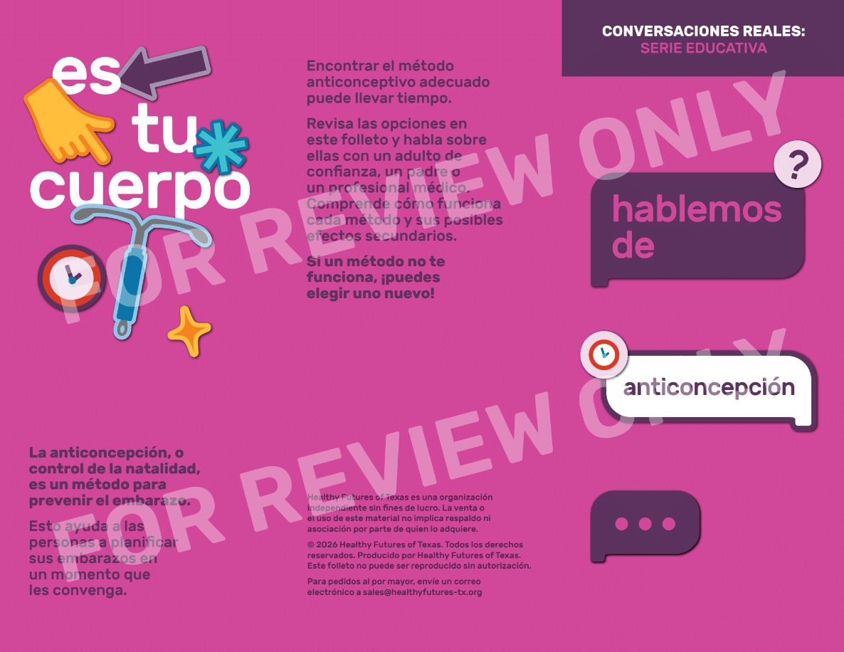 Contraception Pamphlet | Folleto sobre Anticoncepción