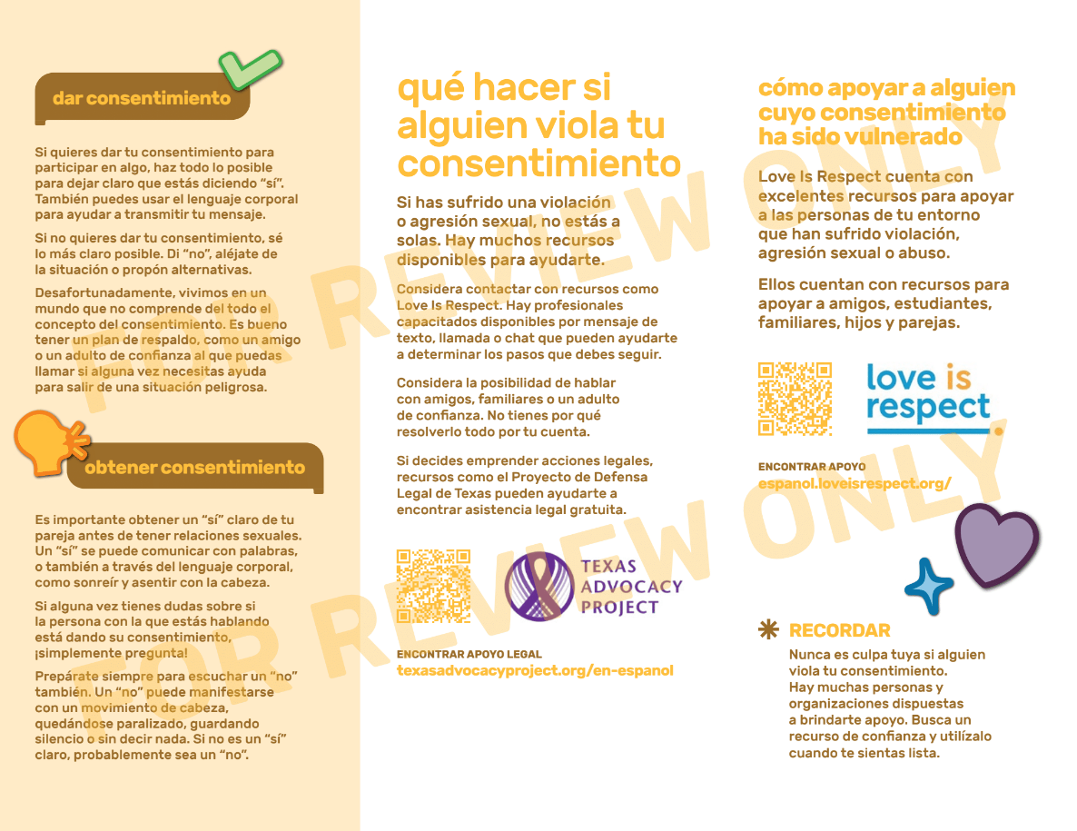 Consent Pamphlet | Folleto sobre Consentimiento