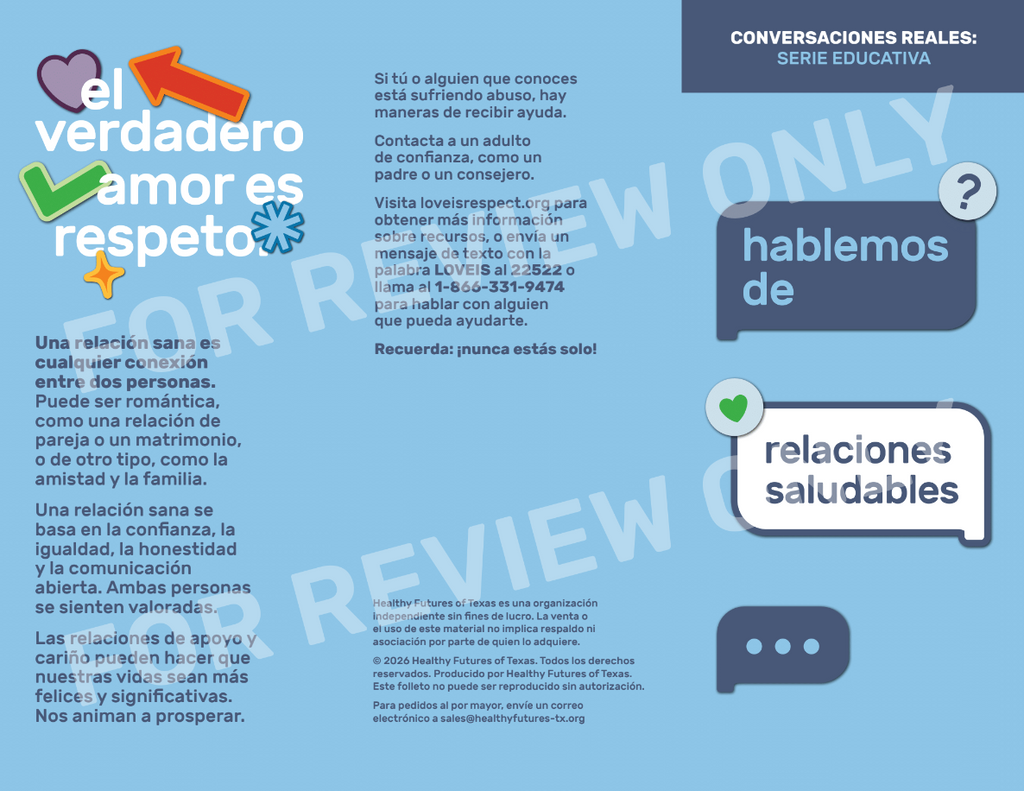 Healthy Relationships Pamphlet | Folleto sobre Relaciones Saludables