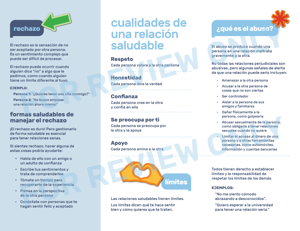 Healthy Relationships Pamphlet | Folleto sobre Relaciones Saludables