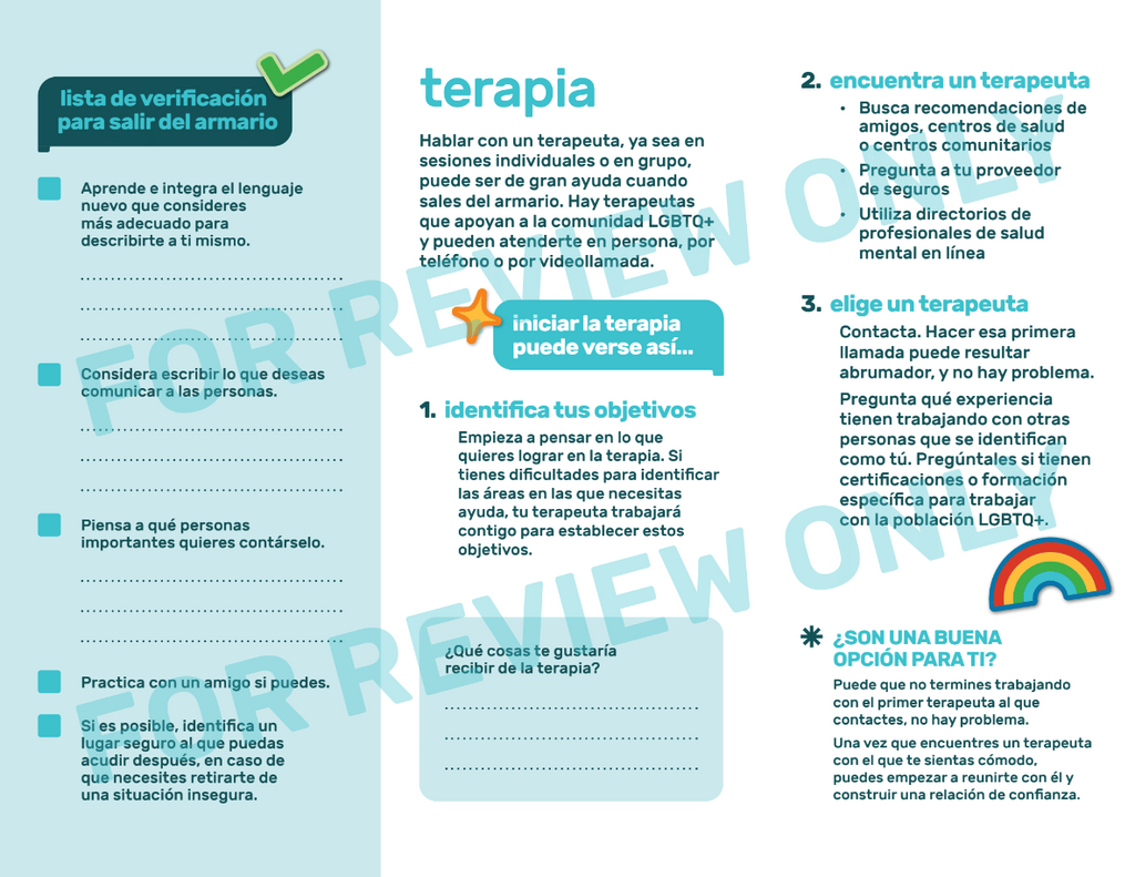 Coming Out Pamphlet | Folleto sobre Salir del Clóset